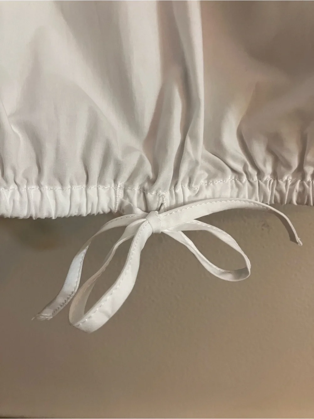 J. Crew White Puff-Sleeve Drawstring Cropped Peasant Blouse